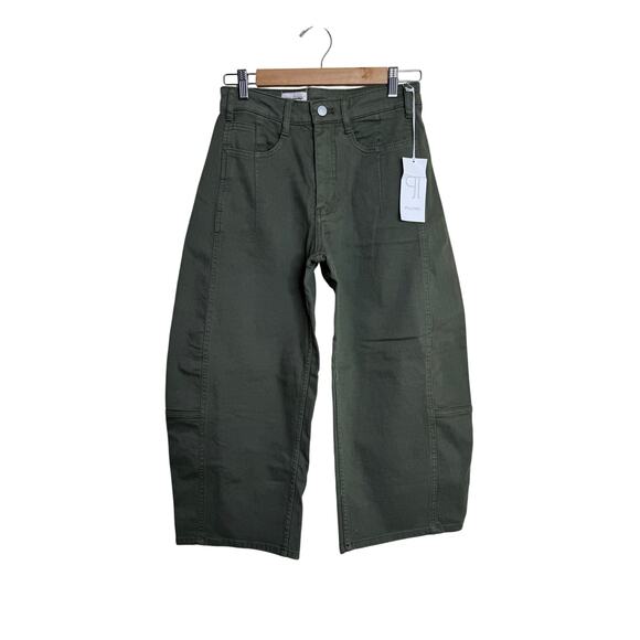 NWT Anthropologie Pilcro Heritage Kenna Mid-Rise Barrel Jeans Green Size 25P - Picture 2 of 6